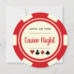 Rote Creme Weiße Poker Chip Casino Nacht Einladung