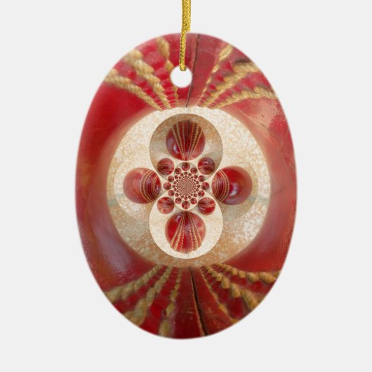 Rote Cricket Bälle Abstrakte Art Print Design Keramik Ornament (Vorne)