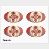 Rote Cricket Bälle Abstrakte Art Print Design Ovaler Aufkleber (Blatt)