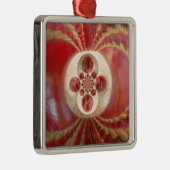 Rote Cricket Bälle Abstrakte Art Print Design Silbernes Ornament (Rechts)