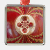 Rote Cricket Bälle Abstrakte Art Print Design Silbernes Ornament (Vorne)