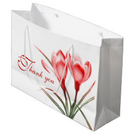 Rote Crocus Aquarellkunst Dank Geschenktasche Große Geschenktüte