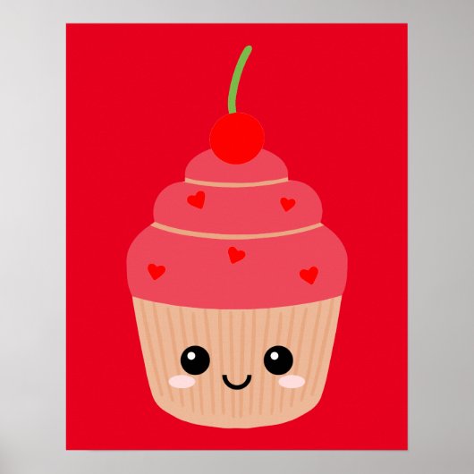 Rote Cupcake-Drucke, Dessert-Thema Poster (Vorne)