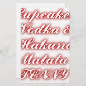 Rote Cupcakes Vodka Hakuna Matata FUNNY. Briefpapier (Vorne/Hinten)