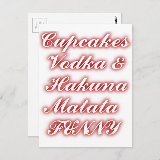 Rote Cupcakes Vodka Hakuna Matata FUNNY. Postkarte (Vorne/Hinten)