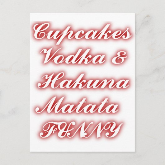 Rote Cupcakes Vodka Hakuna Matata FUNNY. Postkarte (Vorderseite)