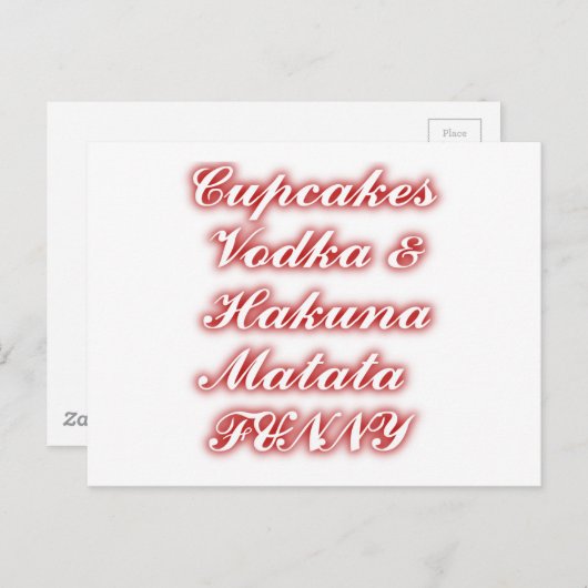 Rote Cupcakes Vodka Hakuna Matata FUNNY. Postkarte (Vorne/Hinten)