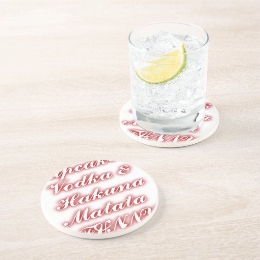 Rote Cupcakes Vodka Hakuna Matata FUNNY. Sandstein Untersetzer (Seite)