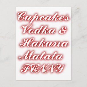 Rote Cupcakes Wodka Hakuna Matata LUSTIG. Postkarte