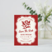 Rote Cupid Engel Hochzeit Save The Date (Stehend Vorderseite)