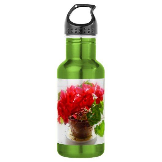 Rote Cyclamen-Blume Edelstahlflasche (Vorderseite)