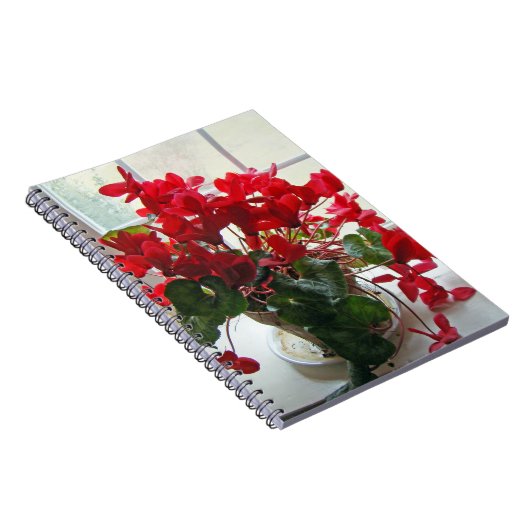 Rote Cyclamen-Blume Notizblock (Rechte Seite)