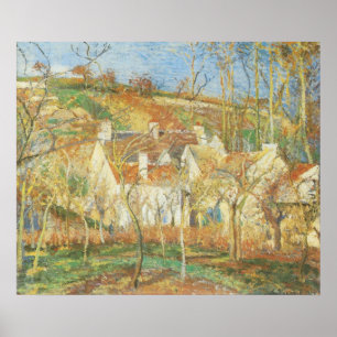 Rote Dächer, Ecke eines Dorfes, Winter von Pissarr Poster
