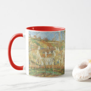 Rote Dächer, Ecke eines Dorfes, Winter von Pissarr Tasse