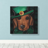 Rote Dachshund Leinwanddruck (Insitu (Holzboden))