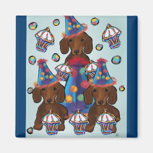 Rote Dachshunde Magnet