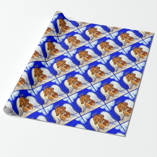 Rote Dackel Angel Geschenkpapier (Ungerollt)