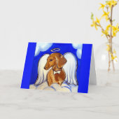 Rote Dackel Angel Karte (Gelbe Blume)