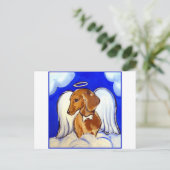 Rote Dackel Angel Postkarte (Stehend Vorderseite)