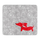 Rote Dackel-Blumenausschnitt-Brett Schneidebrett (Vorderseite)