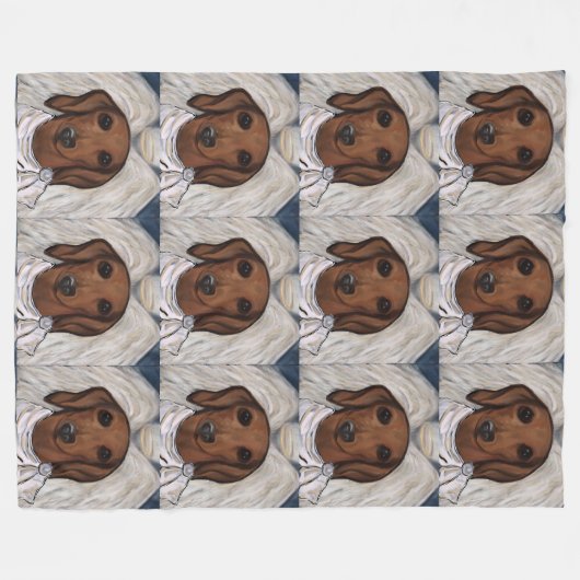 Rote Dackel Fleecedecke (Vorderseite (Horizontal))