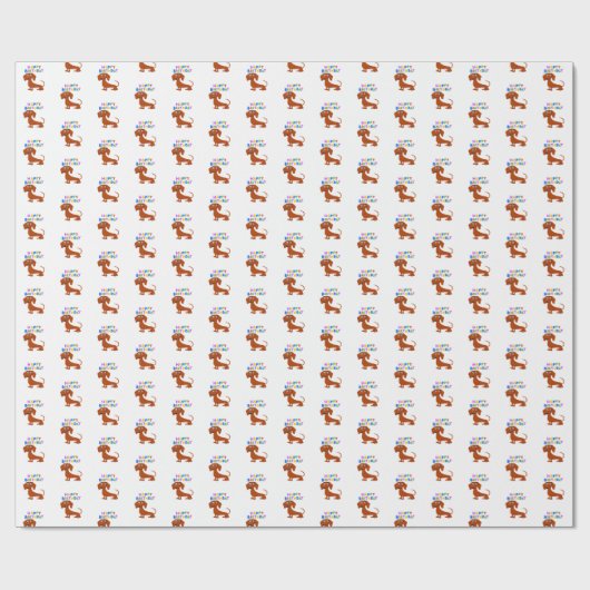Rote Dackel Geburtstag Geschenkpapier (Flach)