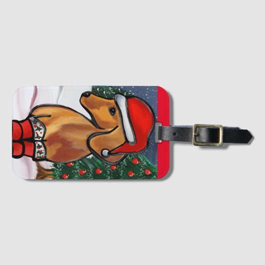 Rote Dackel Gepäckanhänger (Vorderseite (Horizontal))