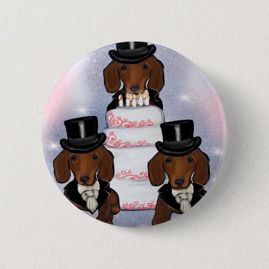 Rote Dackel Grooms Button (Vorderseite)