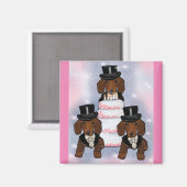 Rote Dackel Grooms Magnet (Vorderseite/Rückseite)