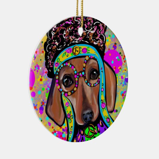 ROTE DACKEL KERAMIK ORNAMENT (Rechts)