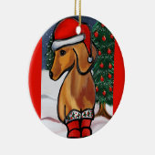 Rote Dackel Keramik Ornament (Rechts)