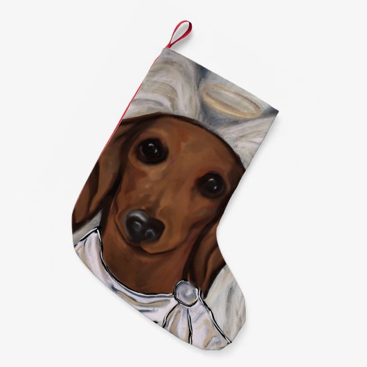 Rote Dackel Kleiner Weihnachtsstrumpf (Vorderansicht (hängend))