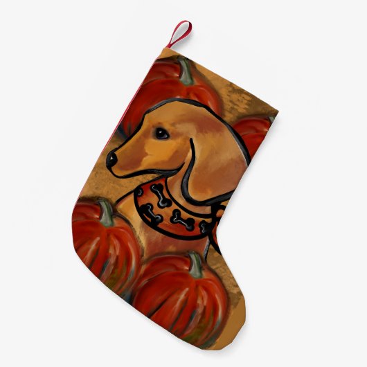 Rote Dackel Kleiner Weihnachtsstrumpf (Vorderansicht (hängend))
