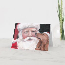 Rote Dackel Küssen Weihnachtsmann Hunde Kunst Gruß Karte