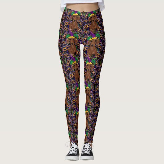 Rote Dackel Leggings (Vorderseite)