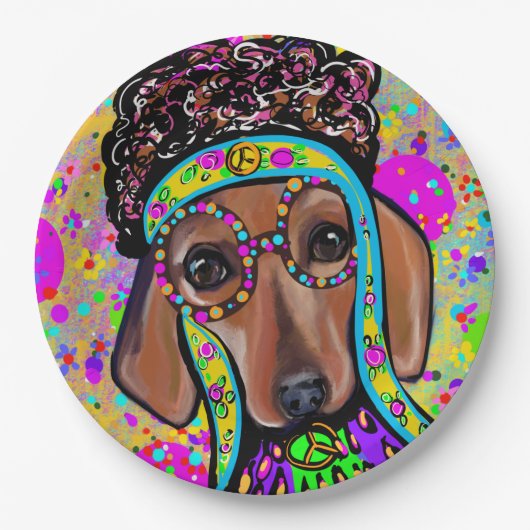 ROTE DACKEL PAPPTELLER (Vorderseite)