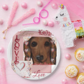 Rote Dackel Pappteller (Party)