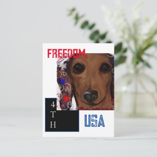 Rote Dackel Postkarte (Stehend Vorderseite)