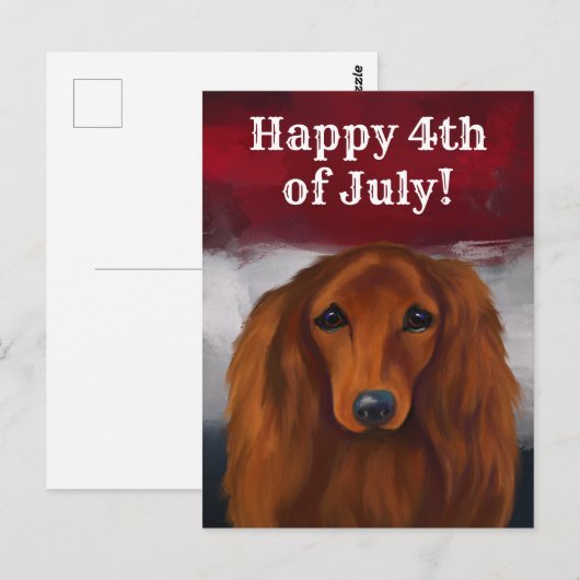 ROTE DACKEL POSTKARTE (Vorne/Hinten)