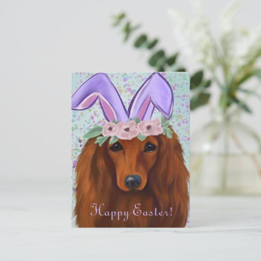 ROTE DACKEL POSTKARTE (Stehend Vorderseite)