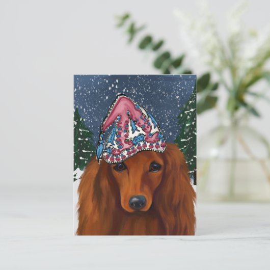 ROTE DACKEL POSTKARTE (Stehend Vorderseite)