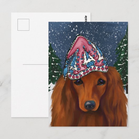 ROTE DACKEL POSTKARTE (Vorne/Hinten)