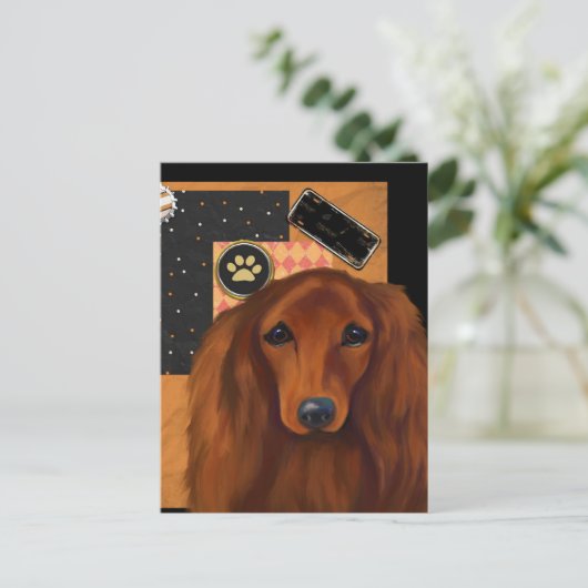 ROTE DACKEL POSTKARTE (Stehend Vorderseite)