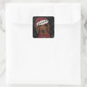 Rote Dackel Quadratischer Aufkleber (Tasche)