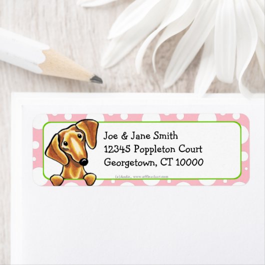 Rote Dackel Rosa Polka Dots (Insitu)