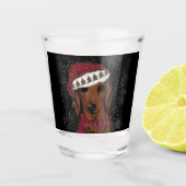 Rote Dackel Schnapsglas (Vorderseite)