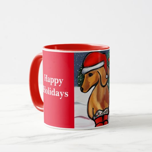 Rote Dackel Tasse (Vorderseite Links)