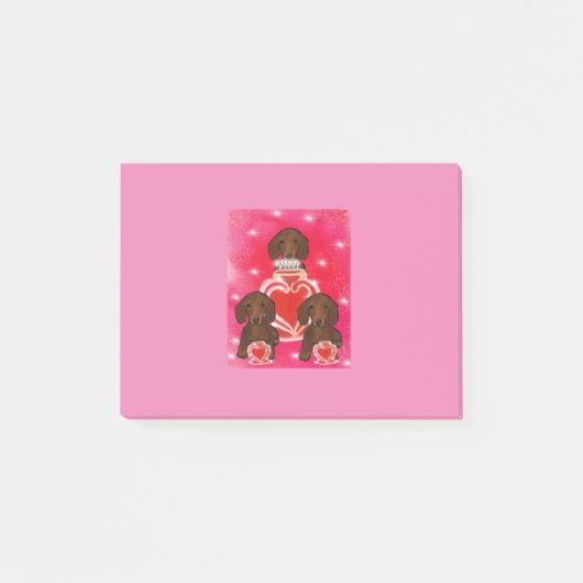 Rote Dackel Valentine Post-it Klebezettel (Vorderseite)