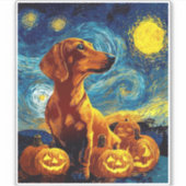 Rote Dackel von van gogh sternenbester Nacht hallo Aufkleber (Vorderseite)