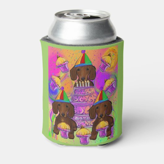 Rote Dackeln Dosenkühler (Kanne Rückseite)